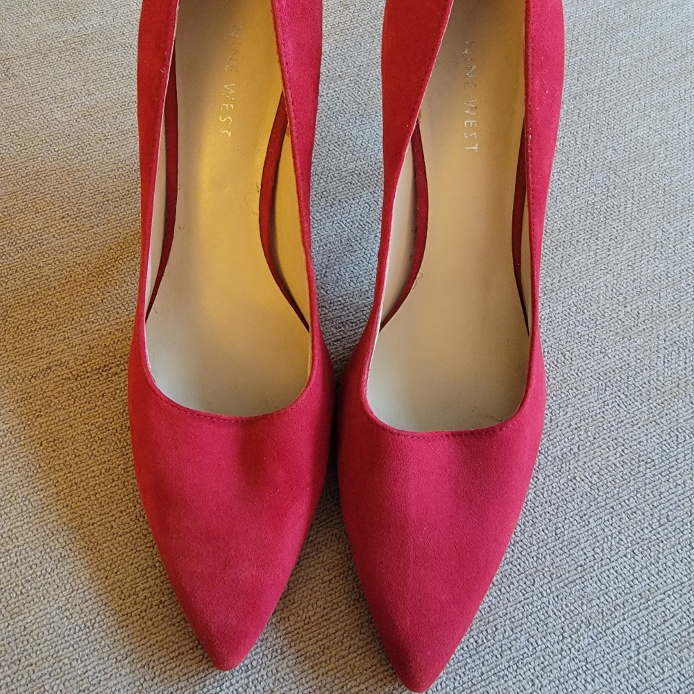 Nine West red suede heels